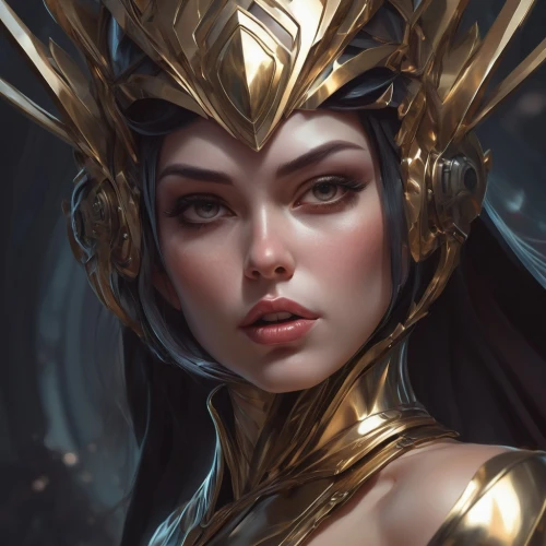 fantasy portrait,golden crown,gold crown,gold mask,fantasy art,fantasy woman,golden mask,the enchantress,gold deer,gold leaf,gold foil crown,athena,sorceress,lux,gold cap,gold paint stroke,jaya,cleopatra,priestess,goddess of justice,Conceptual Art,Fantasy,Fantasy 01