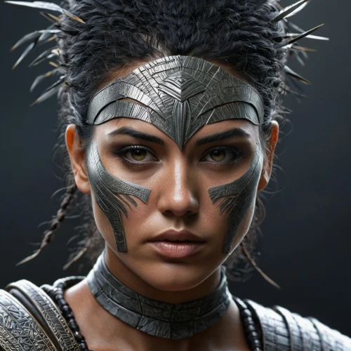 female warrior,warrior woman,maori,crocodile woman,huntress,head woman,tribal chief,cat warrior,feather headdress,shaman,tribal,tiger png,catwoman,face paint,raider,artemisia,spartan,headdress,fantasy portrait,indian headdress,Photography,Artistic Photography,Artistic Photography 11