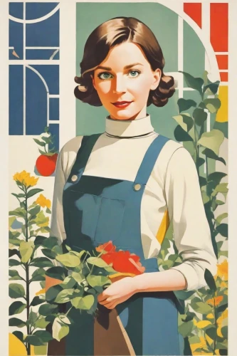woman eating apple,girl picking apples,girl in the garden,girl in flowers,woman holding pie,flora,girl picking flowers,1940 women,honeysuckle,picking vegetables in early spring,girl in a wreath,girl in the kitchen,laurel cherry,work in the garden,popart,girl with bread-and-butter,tomato,tomatos,virginia strawberry,retro woman,Digital Art,Poster