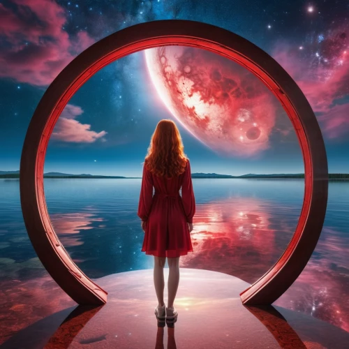 photomanipulation,magic mirror,red matrix,girl with a wheel,photo manipulation,parabolic mirror,life is a circle,stargate,dreams catcher,portals,porthole,inner space,time spiral,horoscope libra,circle,cosmos,astronomical,mirror of souls,crystal ball-photography,dream world