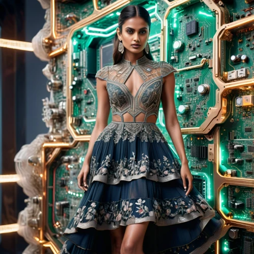 steampunk,kamini kusum,pooja,circuitry,circuit board,diwali,embellished,indian bride,indian girl,kamini,biomechanical,blue enchantress,deepika padukone,veena,devikund,cocktail dress,quinceañera,fashion shoot,mechanical,indian girl boy,Photography,General,Sci-Fi