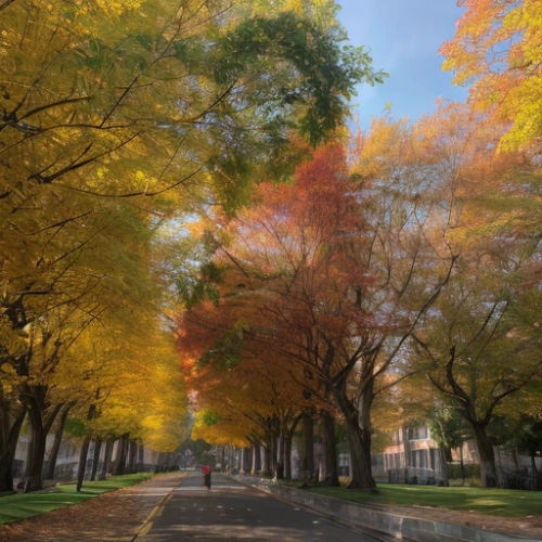 tree-lined avenue,the trees in the fall,tree lined lane,autumn trees,trees in the fall,autumn park,autumn in the park,chestnut avenue,autumn scenery,maple road,deciduous trees,fall foliage,autumn color,colors of autumn,golden trumpet trees,row of trees,golden autumn,tree lined,one autumn afternoon,colored leaves,Light and shadow,Landscape,Autumn