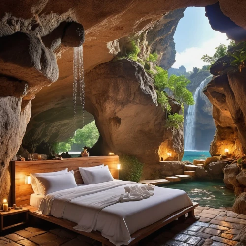 cave on the water,luxury hotel,phuket,krabi thailand,thailand,phuket province,luxury bathroom,great room,khao phing kan,indonesia,erawan waterfall national park,thai,luxury,secluded,boutique hotel,beautiful home,thailad,karst landscape,travel destination,sea cave,Photography,General,Realistic