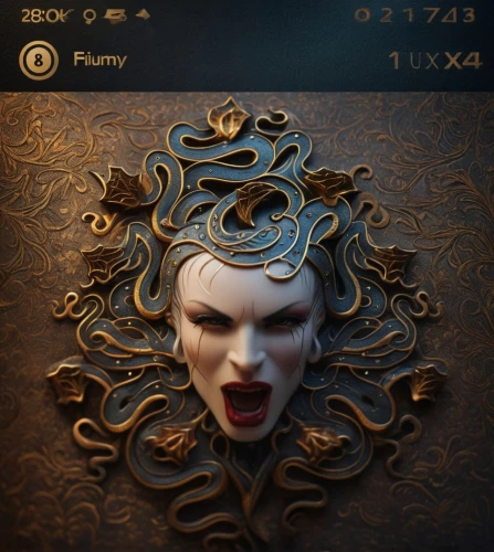 tiktok icon,day of the dead icons,medusa,custom portrait,crown icons,fluyt,cosmetic,steam icon,witch's hat icon,cosmetics counter,venetian mask,fairy tale icons,fantasy portrait,map icon,life stage icon,kr badge,jester,gold mask,labyrinth,mudra,Photography,General,Fantasy