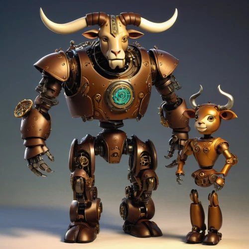 skylander giants,minotaur,skylanders,horned cows,tribal bull,butomus,the zodiac sign taurus,3d model,plug-in figures,taurus,3d figure,warthog,metal toys,rams,bull,anthropomorphized animals,anthropomorphic,minibot,scrap sculpture,wind-up toy,Illustration,Children,Children 01