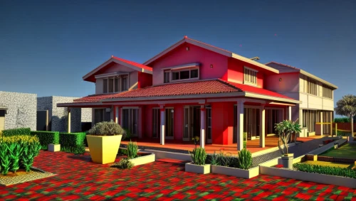 build by mirza golam pir,3d rendering,traditional house,3d render,render,residential house,mid century house,modern house,3d rendered,model house,holiday villa,bungalow,red roof,farm house,landscape red,beautiful home,house pineapple,two story house,country house,miniature house