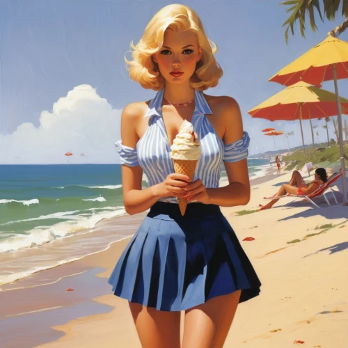 woman with ice-cream,retro pin up girl,retro pin up girls,pin-up girls,pin-up girl,pin up girl,pinup girl,pin up girls,pin ups,retro women,pin up,pin-up,blue hawaii,retro girl,50's style,blonde woman,retro woman,fifties,vintage 1950s,vintage art,Conceptual Art,Daily,Daily 08