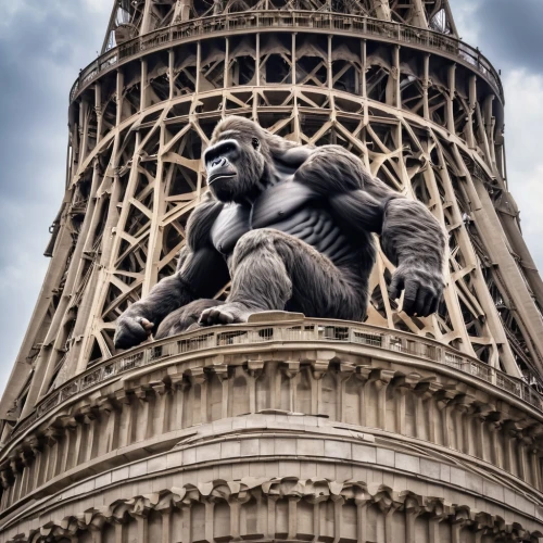 king kong,gargoyles,gargoyle,trocadero,gorilla,kong,mole antonelliana,pisa tower,pisa,notredame de paris,arc de triomphe,leaning tower of pisa,castellers,paris,animal tower,notre-dame,monument protection,marseille,monument to vittorio emanuele,bernini,Photography,General,Realistic