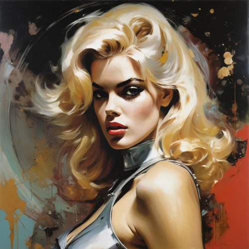 blonde woman,femme fatale,bouffant,cool pop art,marylin monroe,harley,blond girl,blonde girl,marylyn monroe - female,gena rolands-hollywood,italian painter,pin ups,marilyn,cool blonde,pop art style,fashion illustration,art painting,modern pop art,birds of prey-night,pretty woman,Conceptual Art,Oil color,Oil Color 01