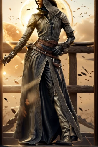 yi sun sin,assassin,swordsman,wind warrior,obi-wan kenobi,quarterstaff,sheik,cg artwork,the wanderer,xing yi quan,pilgrim,mercenary,dune 45,conquistador,hooded man,boba fett,angel moroni,samurai fighter,lando,iron mask hero