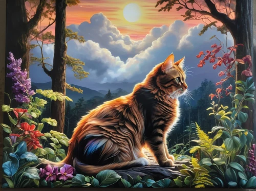 bengal cat,bengal,cat frame,oil painting on canvas,maincoon,cat portrait,pet portrait,glass painting,oil painting,cat image,felidae,oil on canvas,calico cat,toyger,tapestry,flower cat,painting technique,fantasy picture,art painting,springtime background,Photography,Artistic Photography,Artistic Photography 02