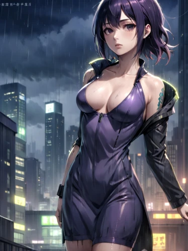 hinata,in the rain,meteora,monsoon banner,purple wallpaper,rainy,walking in the rain,violet,kotobukiya,veil purple,shinjuku,la violetta,deadly nightshade,purple,wiz,dusk background,dodge la femme,heavy rain,purple background,rain suit,Anime,Anime,Realistic