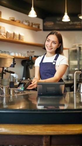 barista,establishing a business,woman at cafe,electronic payments,women at cafe,cashier,restaurants online,waiting staff,customer experience,pastry chef,customer success,waitress,girl in the kitchen,cookware and bakeware,chefs kitchen,chef's uniform,dalgona coffee,customers,customer satisfaction,woman drinking coffee