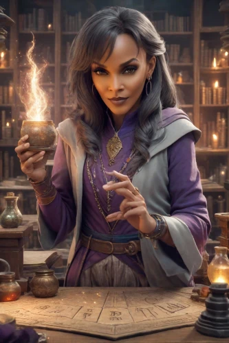 librarian,candlemaker,apothecary,magic grimoire,dodge warlock,debt spell,fortune teller,potions,spell,sorceress,divination,scholar,viola,la violetta,chemist,fantasy portrait,mage,magistrate,sci fiction illustration,ball fortune tellers,Photography,Realistic
