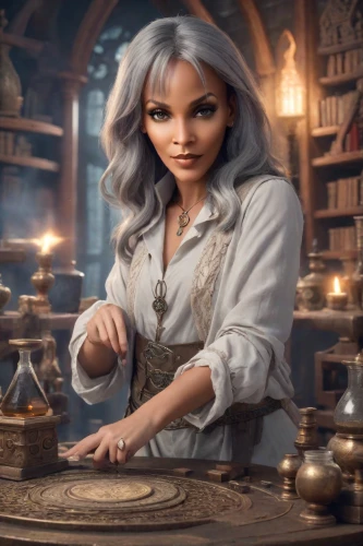 librarian,tinsmith,candlemaker,watchmaker,silversmith,apothecary,metalsmith,clockmaker,blacksmith,barmaid,fairy tale character,fantasy portrait,merchant,fortune teller,female doctor,scholar,divination,bookkeeper,cg artwork,seamstress,Photography,Realistic