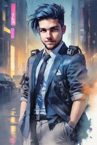 male character,traffic cop,world digital painting,sci fiction illustration,main character,game illustration,android game,policeman,pilot,police officer,officer,city ​​portrait,portrait background,action-adventure game,edit icon,cyberpunk,photoshop manipulation,blur office background,game art,background images,Digital Art,Watercolor