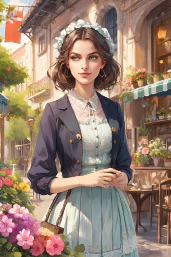 marguerite,librarian,vanessa (butterfly),french digital background,girl picking flowers,woman at cafe,victorian lady,virginia sweetspire,woman holding pie,hanbok,holding flowers,rosa ' amber cover,flower shop,girl in flowers,girl in a historic way,apothecary,artemisia,flower background,victorian,flora,Digital Art,Anime
