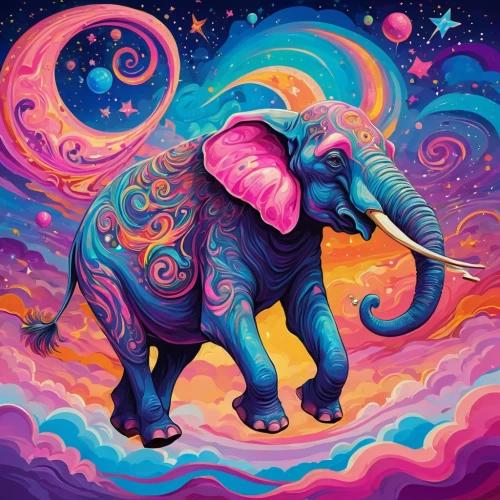 pink elephant,mandala elephant,blue elephant,elephant,elephant ride,circus elephant,elephants,elephant's child,pachyderm,girl elephant,cartoon elephants,elephant kid,elephantine,psychedelic art,indian elephant,ganesha,stacked elephant,elephant toy,elephants and mammoths,whimsical animals,Conceptual Art,Oil color,Oil Color 23