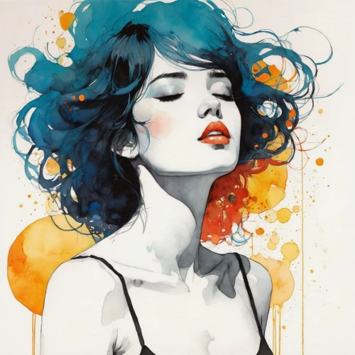 transistor,watercolor pin up,fashion illustration,siren,watercolor paint strokes,painted lady,watercolor pencils,watercolor,color pencils,water colors,watercolor paint,watercolor painting,artist color,colour pencils,mystique,paint splatter,watercolor blue,digital illustration,boho art,poison ivy,Illustration,Paper based,Paper Based 19