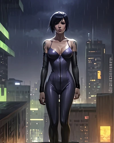 catwoman,bodysuit,head woman,leotard,birds of prey-night,nova,la violetta,silk,ursa,superhero comic,black widow,huntress,femme fatale,deadly nightshade,mystique,widow,kat,comic character,protective suit,sci fiction illustration