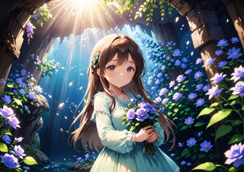 flower background,tsumugi kotobuki k-on,spring background,lily of the field,water-the sword lily,hydrangea background,forget me not,water forget me not,forest background,springtime background,lilly of the valley,hydrangea,forget-me-not,hydrangeas,violet evergarden,holding flowers,forget me nots,sea of flowers,everlasting flowers,girl in flowers,Anime,Anime,Realistic