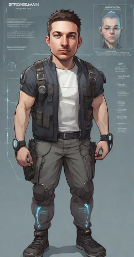 policeman,pubg mascot,engineer,male character,mercenary,ballistic vest,police officer,officer,3d man,biologist,cargo pants,mechanic,blue-collar worker,medic,technician,enforcer,combat medic,security concept,kapparis,security guard,Digital Art,Character Design