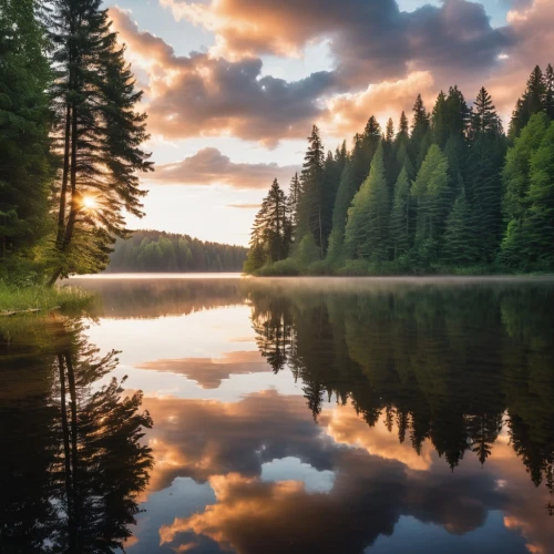 trillium lake,temperate coniferous forest,tropical and subtropical coniferous forests,coniferous forest,slowinski national park,bavarian forest,spruce forest,evening lake,beautiful lake,germany forest,northern black forest,forest landscape,calm water,nature landscape,auwaldsee,landscapes beautiful,landscape photography,finland,heaven lake,ore mountains,Photography,General,Realistic