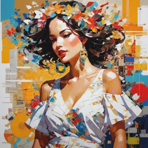 italian painter,fashion illustration,boho art,young woman,oil painting on canvas,art painting,painted lady,vietnamese woman,girl in a wreath,janome chow,cool pop art,oil painting,girl in flowers,girl in cloth,artist color,flamenco,painting technique,carol m highsmith,radha,fashion vector,Conceptual Art,Oil color,Oil Color 07
