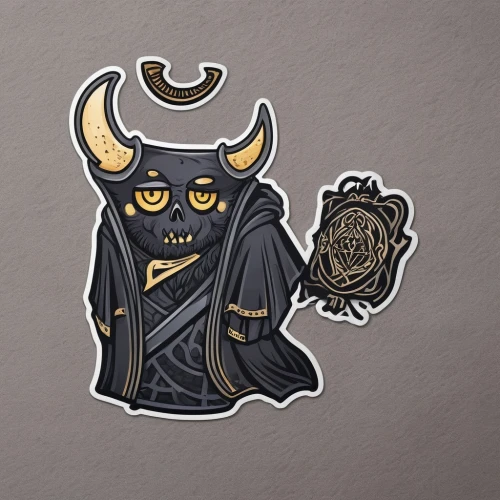 krampus,haunebu,halloween vector character,imp,witch's hat icon,grim reaper,death god,undead warlock,devil,grimm reaper,dodge warlock,magistrate,minotaur,hag,drawing pin,grim,vidraru,raven rook,bronze horseman,door knocker,Unique,Design,Sticker