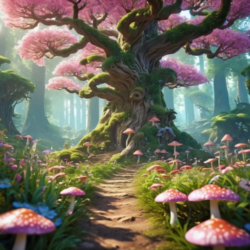 mushroom landscape,fairy forest,mushroom island,fairy world,fairy village,cartoon forest,fairytale forest,elven forest,enchanted forest,cartoon video game background,forest of dreams,tree mushroom,forest mushroom,druid grove,spring background,the forest,fantasy landscape,forest glade,garden of eden,tree grove,Photography,General,Realistic