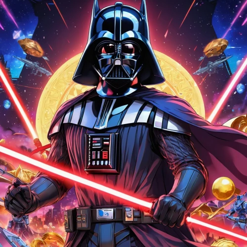 darth vader,vader,dark side,darth wader,starwars,star wars,cg artwork,imperial,empire,tie fighter,force,lightsaber,clone jesionolistny,emperor of space,rots,luke skywalker,sw,overtone empire,laser guns,collectible card game,Illustration,Japanese style,Japanese Style 03