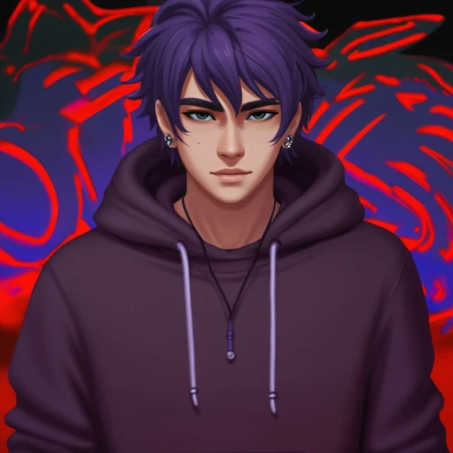 portrait background,vanitas,anime boy,edit icon,daemon,corvin,deadly nightshade,purple background,adonis,tumblr icon,red eyes,red-purple,tatarian aster,dusk background,crowberry,blood cell,smooth aster,yaki,evangelion evolution unit-02y,purple yam