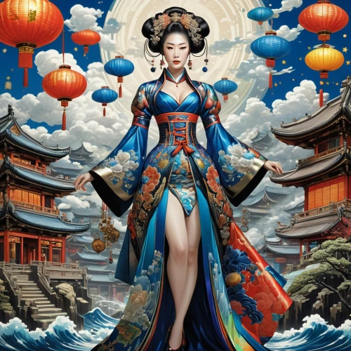 chinese art,oriental princess,oriental painting,taiwanese opera,peking opera,geisha,oriental girl,geisha girl,oriental,mulan,yi sun sin,chinese style,shuanghuan noble,tai qi,asian costume,xing yi quan,xuan lian,asian vision,wuchang,japanese art,Illustration,Realistic Fantasy,Realistic Fantasy 25