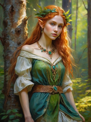 dryad,faery,faerie,fantasy portrait,celtic queen,fantasy art,mystical portrait of a girl,elven,fantasy picture,the enchantress,fae,fairy tale character,druid,celtic woman,rusalka,fantasy woman,lilian gish - female,girl with tree,young woman,wood elf,Illustration,Paper based,Paper Based 11