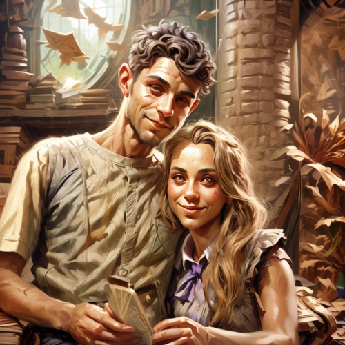 young couple,romantic portrait,fantasy portrait,vintage boy and girl,beautiful couple,two people,game illustration,lindos,man and wife,portrait background,church painting,couple boy and girl owl,vidraru,digital painting,old couple,custom portrait,world digital painting,cg artwork,mulberry family,arrowroot family