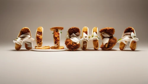 alphabet letter,shawarma,american-pie,anticuchos,wooden letters,chocolate letter,eclair,culinary art,marshmallow art,schleich,conceptual photography,alphabet letters,gingerbread people,typography,food styling,melba toast,eat away,gingerbreads,matchsticks,artmatic,Realistic,Foods,Fried Chicken