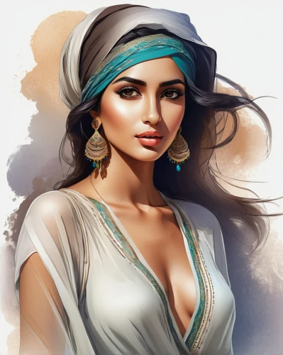 arabian,ancient egyptian girl,indian woman,persian,arab,jasmine,islamic girl,indian girl,arab night,radha,persian poet,sari,bedouin,east indian,game illustration,sultana,boho art,headscarf,world digital painting,indian girl boy,Illustration,Paper based,Paper Based 03