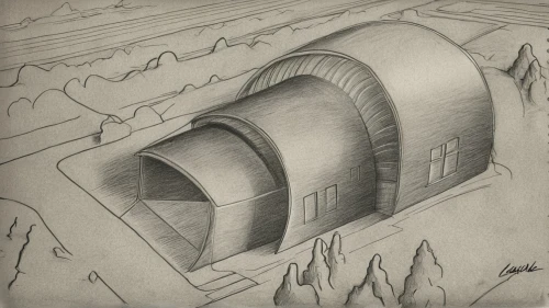 charcoal kiln,air-raid shelter,peter-pavel's fortress,mountain hut,hydropower plant,futuristic architecture,cooling house,alpine hut,fallout shelter,mining facility,tempodrom,bunker,musical dome,igloo,mountain huts,calatrava,cooling tower,futuristic landscape,round hut,pencil and paper,Design Sketch,Design Sketch,Pencil