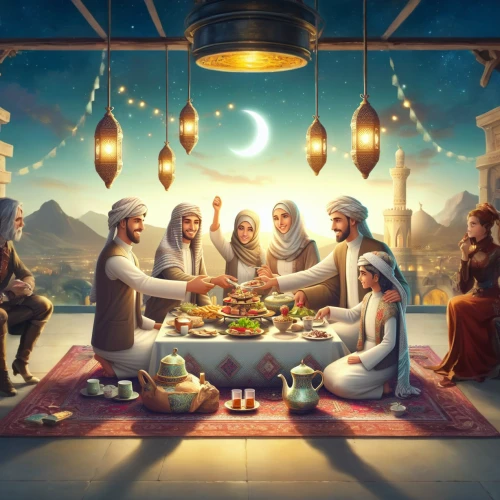 holy supper,last supper,wise men,fantasy picture,iftar,christ feast,nativity of jesus,dinner party,nowruz,round table,persian new year's table,religious celebration,nativity of christ,ramadan background,family dinner,ramadhan,settlers of catan,divination,games of light,ramadan