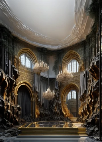 hall of the fallen,fractal environment,fractalius,haunted cathedral,3d fantasy,virtual landscape,mandelbulb,castle of the corvin,photomanipulation,hogwarts,fantasy picture,the threshold of the house,panoramical,fractals art,world digital painting,backgrounds,ruin,fantasy landscape,threshold,baroque