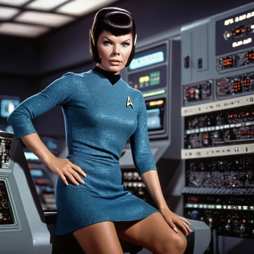 illogical,wearables,trek,star trek,stewardess,vulcan,switchboard operator,retro women,women in technology,starship,ford galaxy,40 years of the 20th century,joan collins-hollywood,plymouth voyager,retro woman,andromeda,model years 1960-63,lockheed,science fiction,science-fiction,Photography,General,Sci-Fi