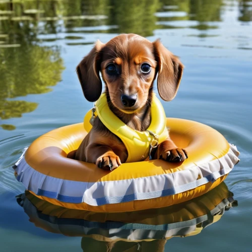 dog in the water,boats and boating--equipment and supplies,inflatable boat,dachshund,dachshund yorkshire,water dog,lifejacket,summer floatation,kayaker,life raft,raft guide,boating,paddle boat,personal water craft,water sports,kayak,canoeing,boat operator,kayaks,baby float,Photography,General,Realistic