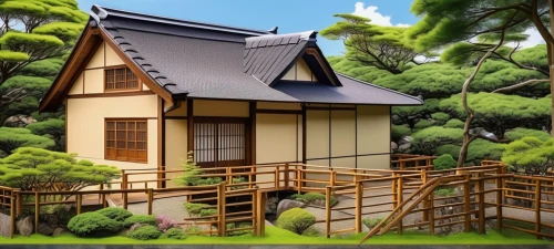 japanese architecture,house in the forest,wooden house,ginkaku-ji,miniature house,small house,ryokan,japanese-style room,grass roof,small cabin,houses clipart,japanese background,little house,studio ghibli,home landscape,kinkaku-ji,arashiyama,traditional house,summer cottage,roof landscape,Photography,General,Realistic