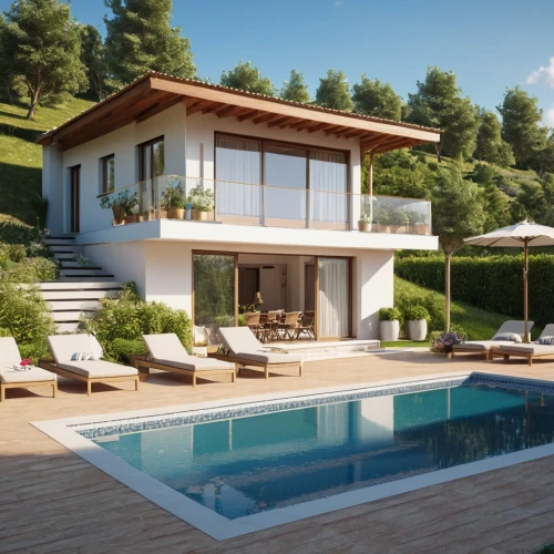 pool house,holiday villa,3d rendering,modern house,wooden decking,luxury property,summer house,render,villa,dunes house,chalet,provencal life,outdoor pool,beautiful home,luxury home,private house,home landscape,bendemeer estates,holiday home,terraces,Photography,General,Realistic