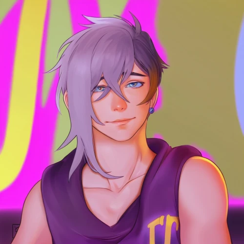 basketball player,lance,setter,volleyball player,adonis,smooth aster,luka,ganymede,sweating,wildcat,candy boy,purple and gold,basketball,color background,saturated colors,purple background,butler,ultraviolet,garish,basketball hoop