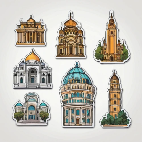 paris clip art,houses clipart,city buildings,roof domes,beautiful buildings,city cities,icon set,set of icons,byzantine architecture,churches,church towers,clipart sticker,mexico city,landmarks,buildings,guanajuato,colored pins,rodentia icons,berlin cathedral,metropolises,Unique,Design,Sticker