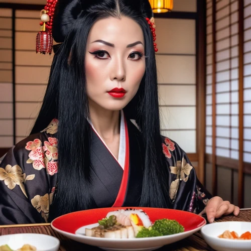 geisha,japanese woman,geisha girl,japanese cuisine,japanese restaurant,japanese culture,oriental girl,japanese,kaiseki,japanese meal,sushi japan,soba,korean royal court cuisine,japanese food,oriental princess,asian cuisine,asian woman,japanese style,mukimono,katana,Photography,General,Realistic