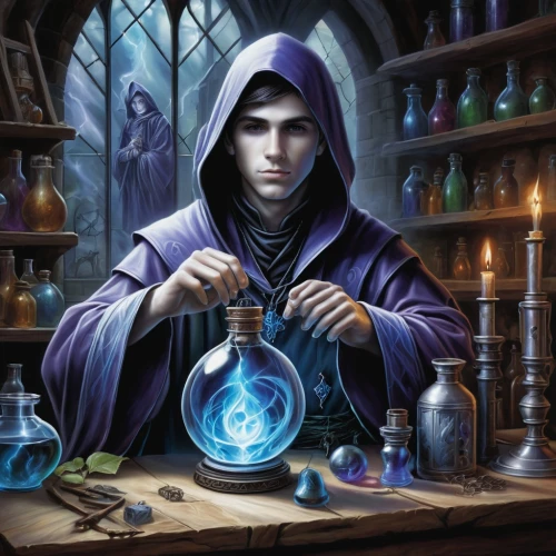 candlemaker,potions,magus,apothecary,magic grimoire,mage,divination,dodge warlock,wizard,debt spell,potter's wheel,the wizard,alchemy,potion,magic book,the collector,ball fortune tellers,spell,fortune teller,potter,Conceptual Art,Fantasy,Fantasy 30
