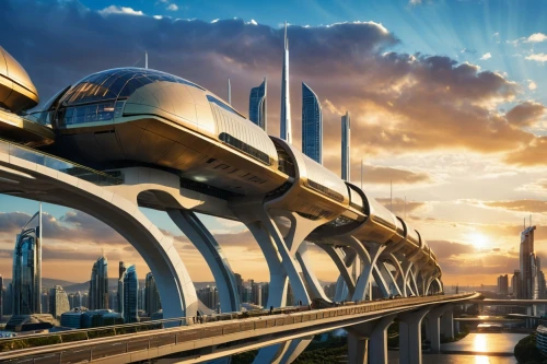 futuristic architecture,sky train,high-speed rail,supersonic transport,futuristic landscape,maglev,high-speed train,monorail,high speed train,fleet and transportation,futuristic art museum,prospects for the future,futuristic car,the transportation system,futuristic,smart city,skytrain,transportation system,transport system,long-distance transport,Photography,General,Realistic