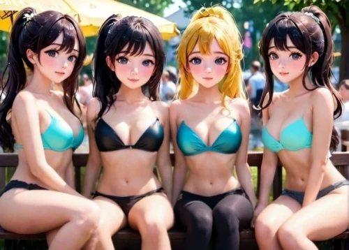 anime 3d,torekba,kotobukiya,anime cartoon,anime,beach goers,x3,pollen panties,3d fantasy,tamaris,group photo,hierochloe,doll figures,fashion dolls,tan-tan,melons,manga,anime manga,stand models,summer background